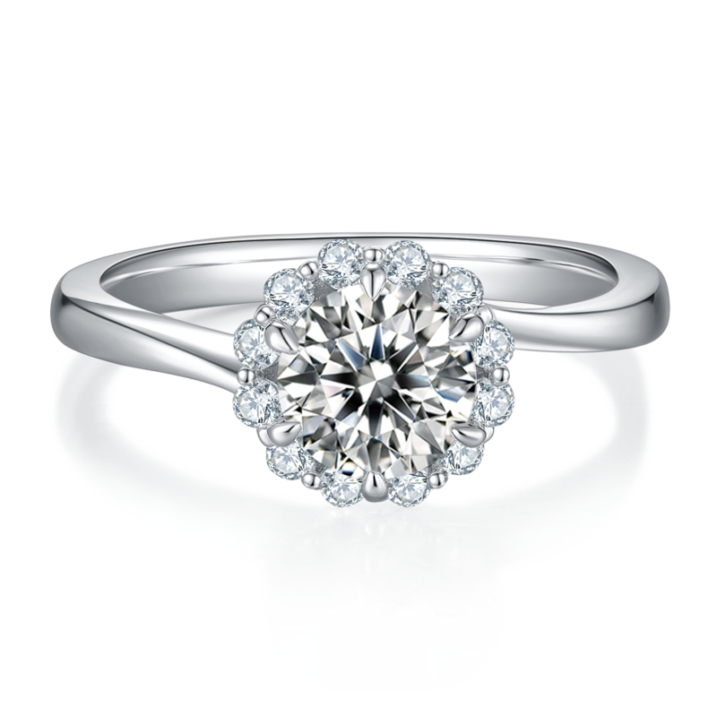 爱火S925银镀白金MoissaniteWomen's Ring1ctD级